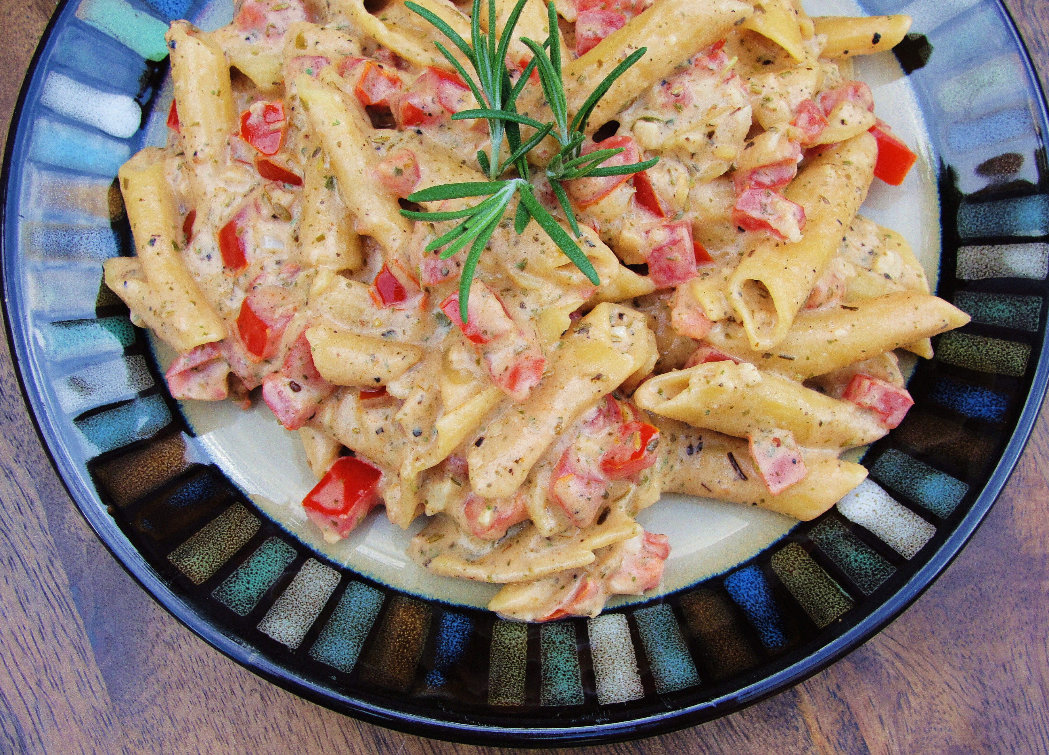 Herbed Chevre and Marinated tomatoes pair with Explore Cuisine's Red Lentil Penne to make an incredibly decadent, simple, and nutritious dish.